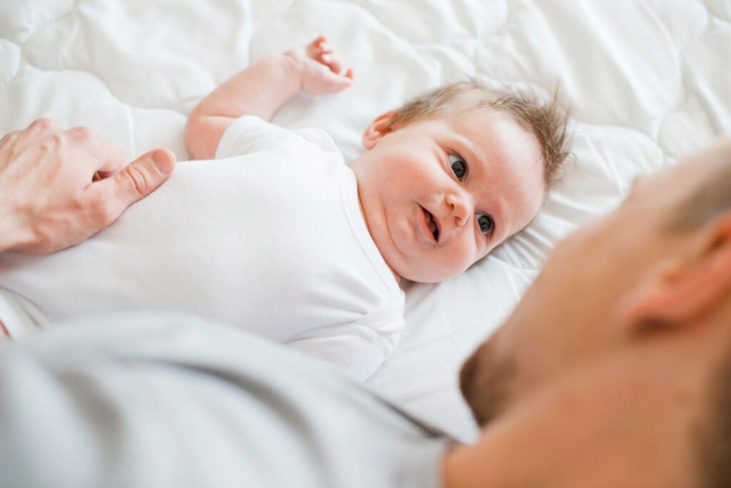 Yawning baby showing signs of tiredness