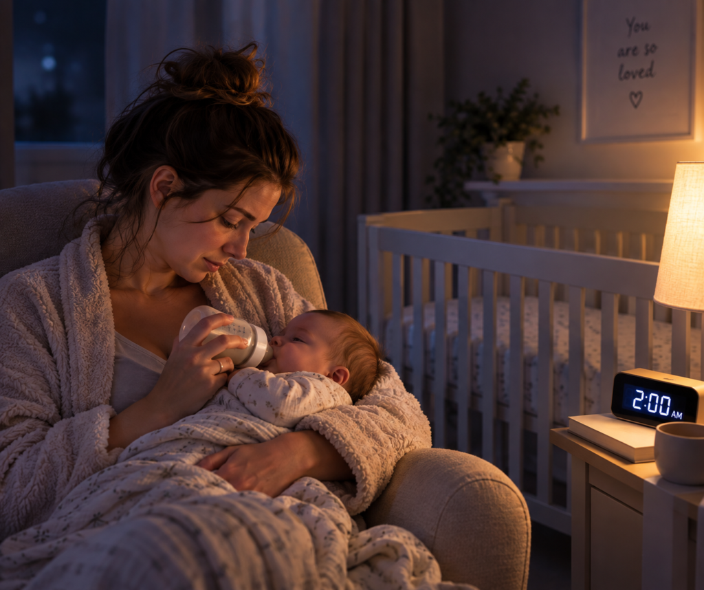 Baby waking every 2 hours at night while mum comforts them